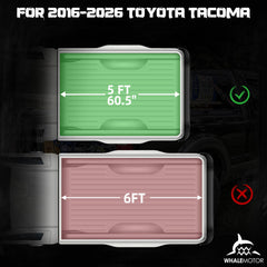 WhaleMotor tri-fold tonneau cover with deck rail on Toyota Tacoma for secure cargo.
