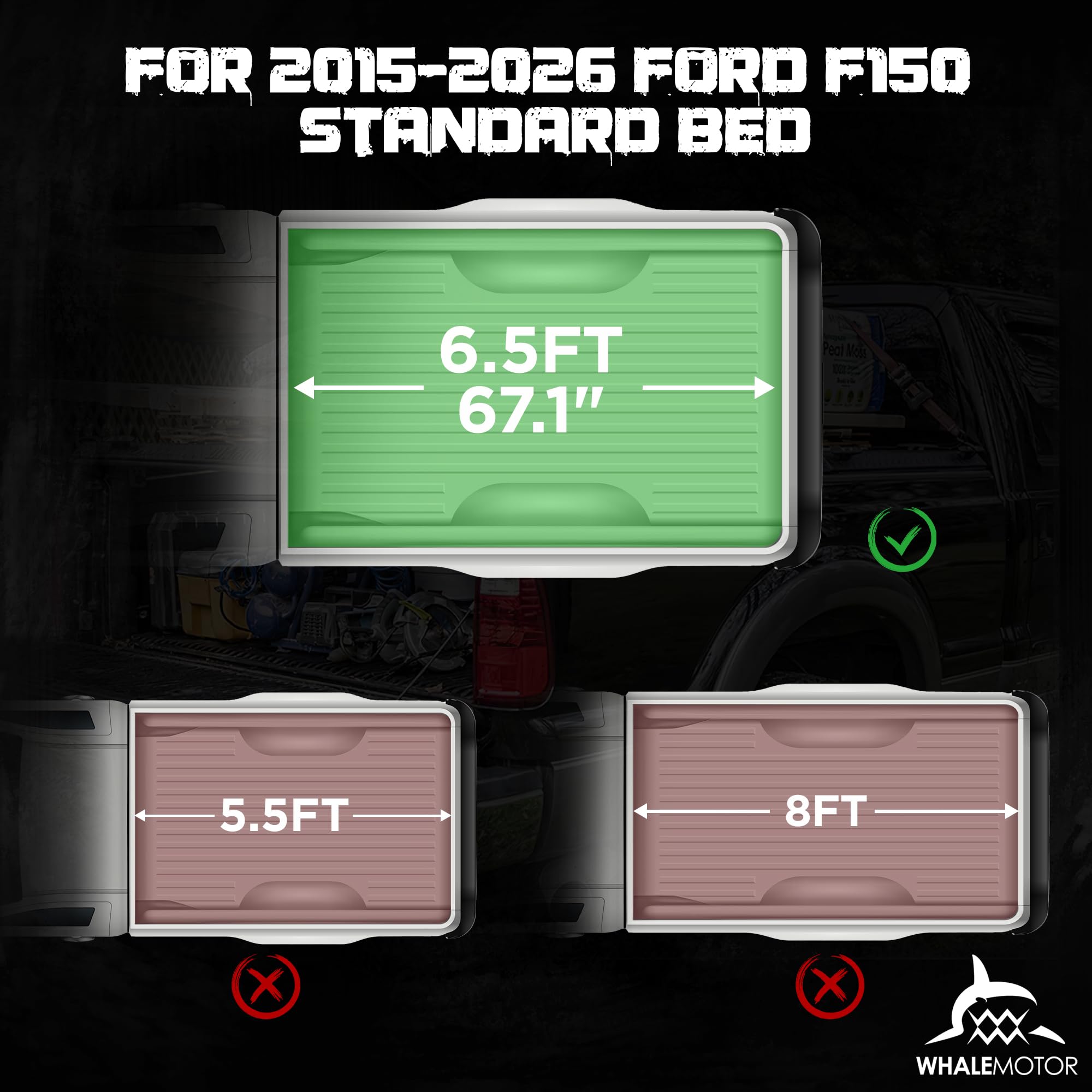 WHALEMOTOR tri-fold cover open demonstrates quick access and bed versatility.