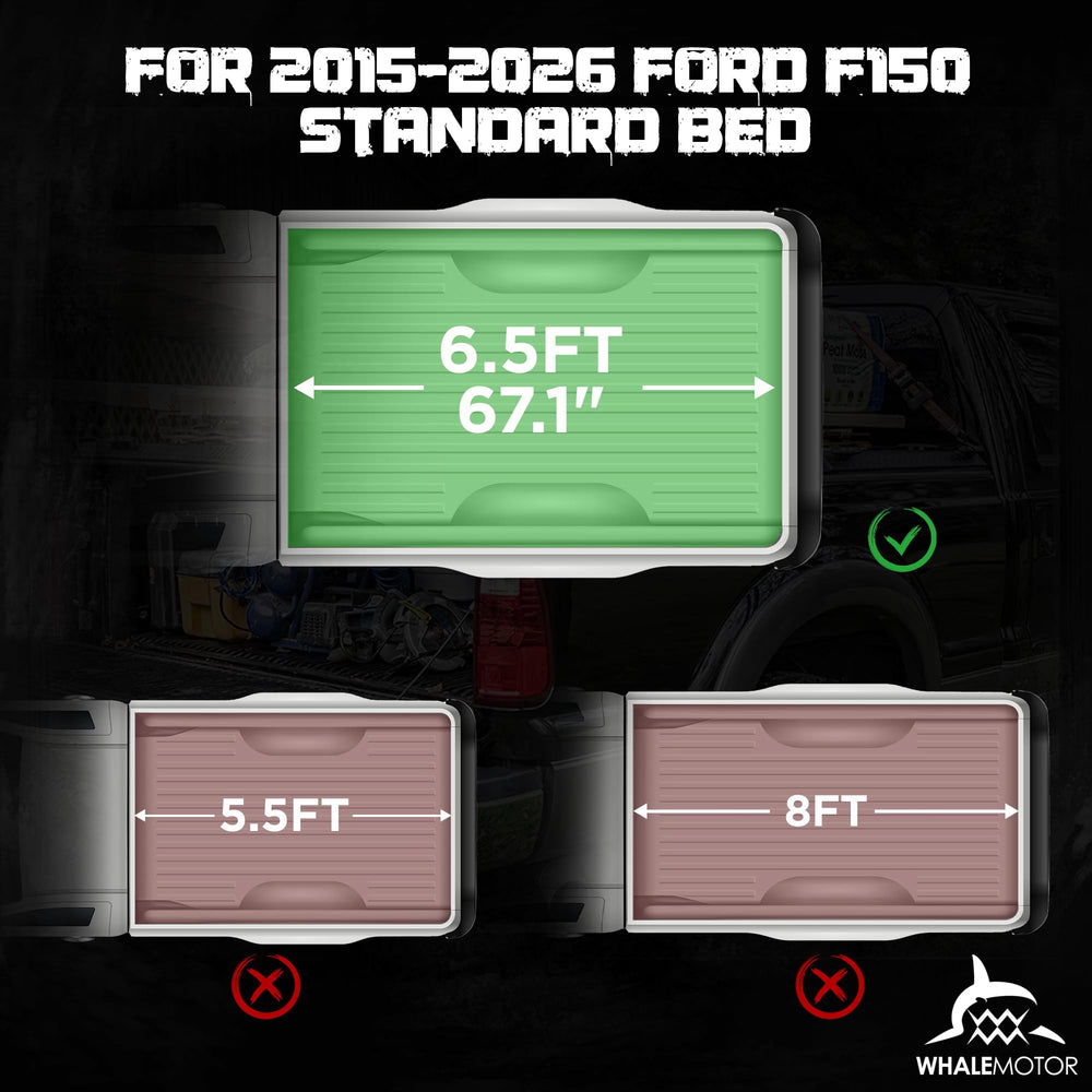 WHALEMOTOR tri-fold cover open demonstrates quick access and bed versatility.