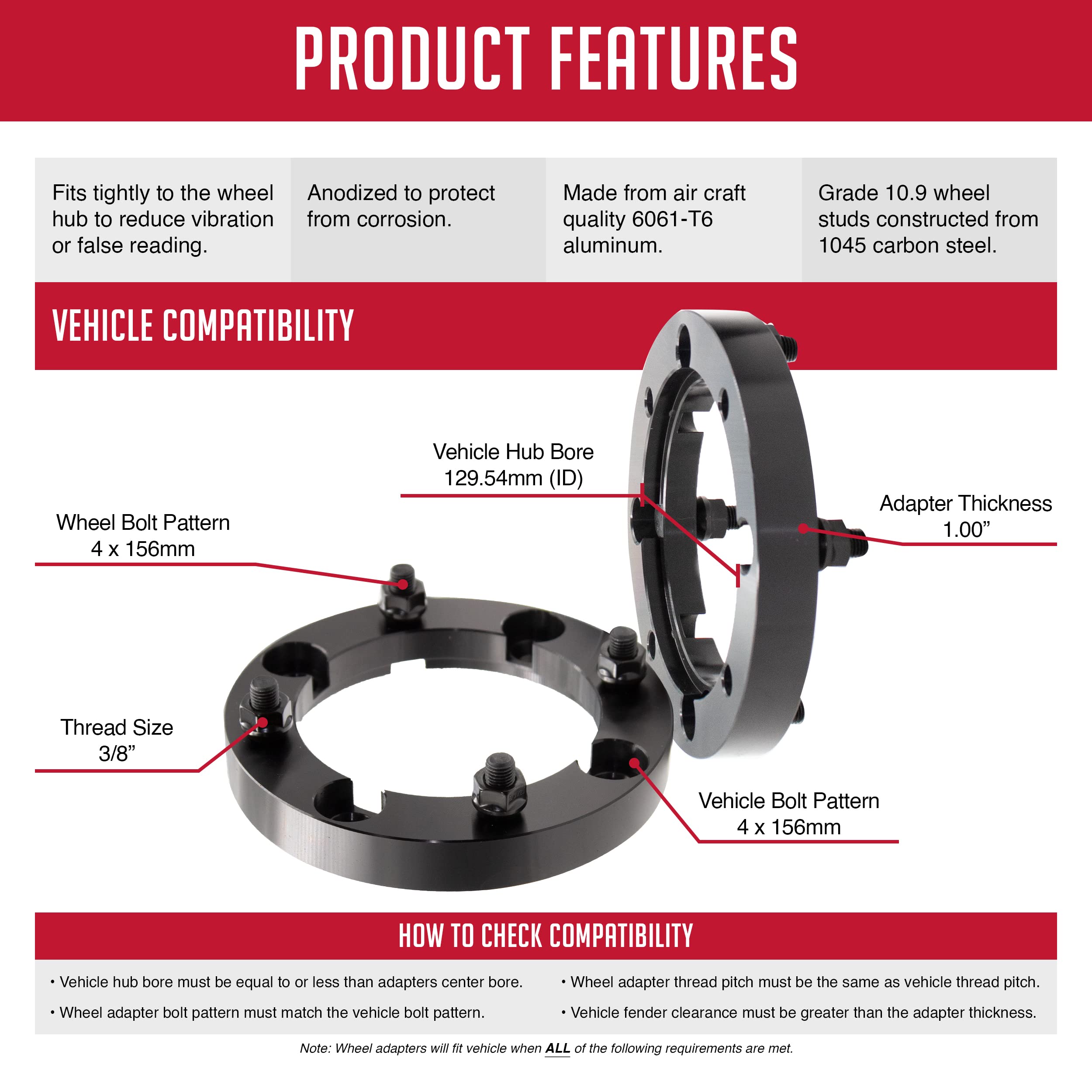 Polaris precision-fit spacers ensuring alignment on 4x156 wheels