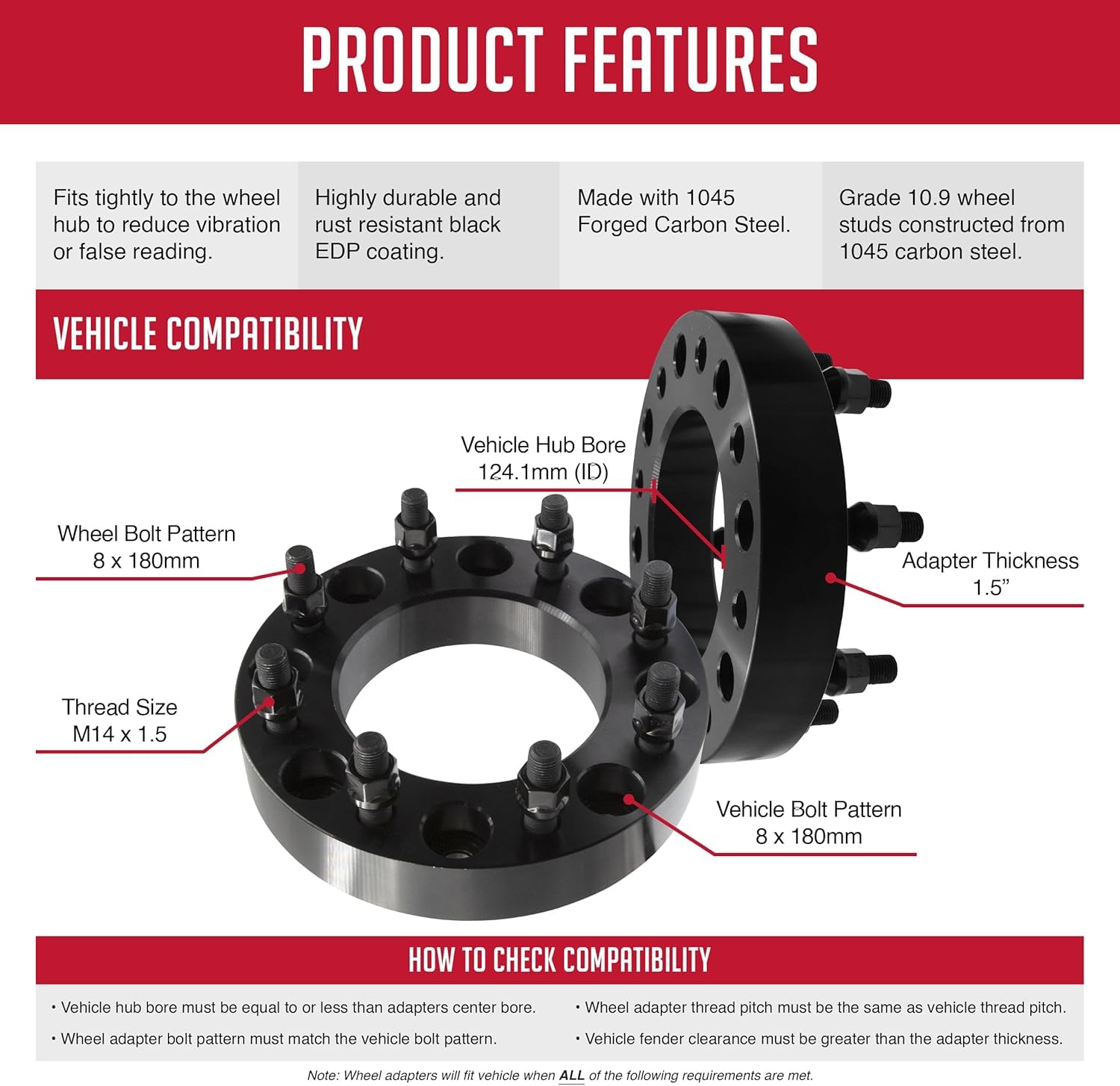 Wheel Accessories Parts spacer 124-1mm hub compatibility for secure mounting