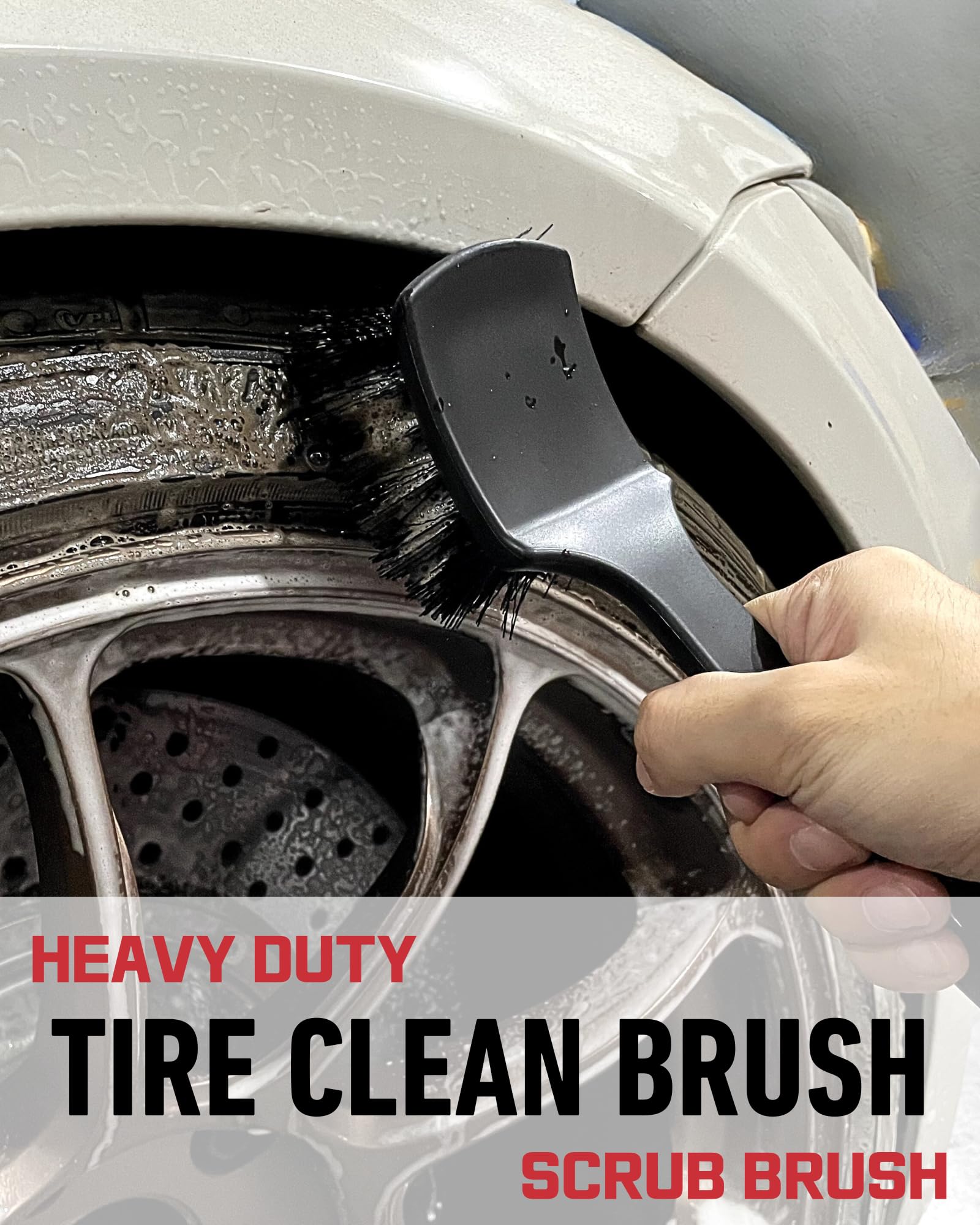 Wheel Brushes for Cleaning Wheels 360-degree flexible head reaches hard-to-clean areas