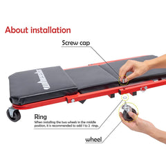 WheelX Mechanic Creeper extended length supports comfortable reach under vehicles