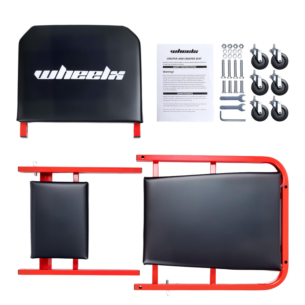 WheelX Mechanic Creeper sturdy stainless steel frame supports 480 pounds.
