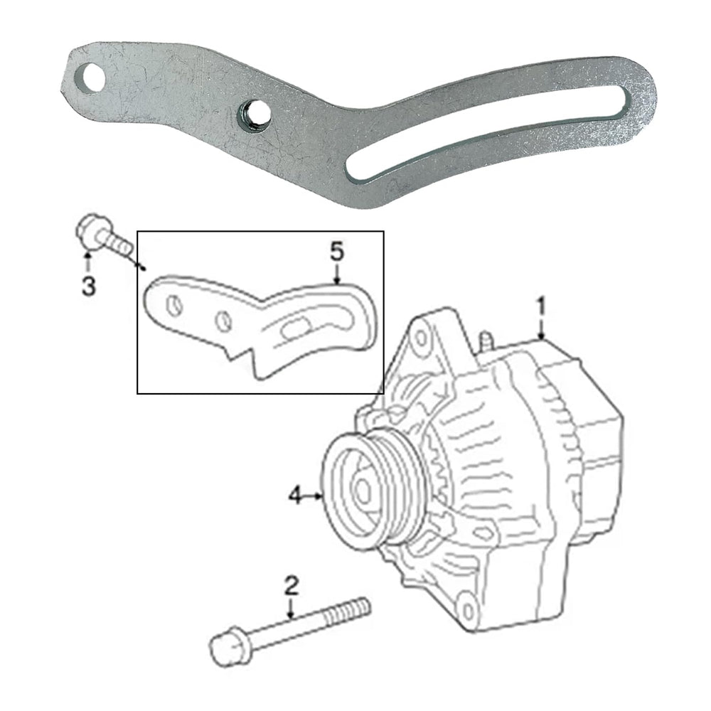 Wheelzen alternator bracket installation closeup shows precise fit for 1.5L engines
