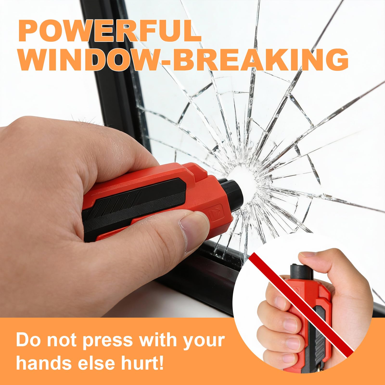 WHFLLIFE portable car glass breaker on a keychain for easy carry