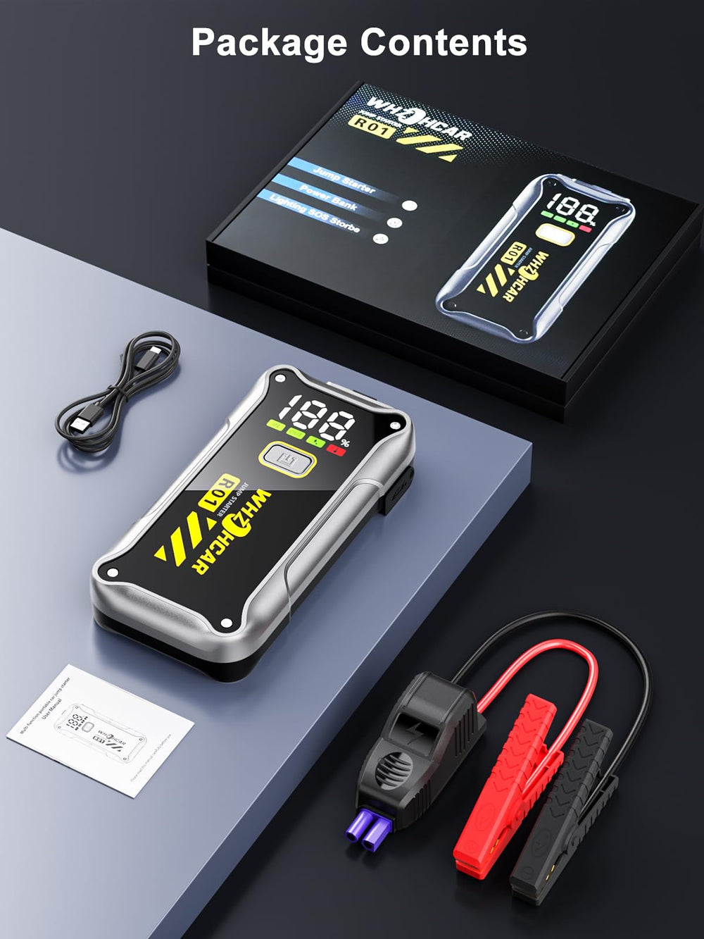 WHZOHCAR LCD indicators display charge and safety status at a glance.