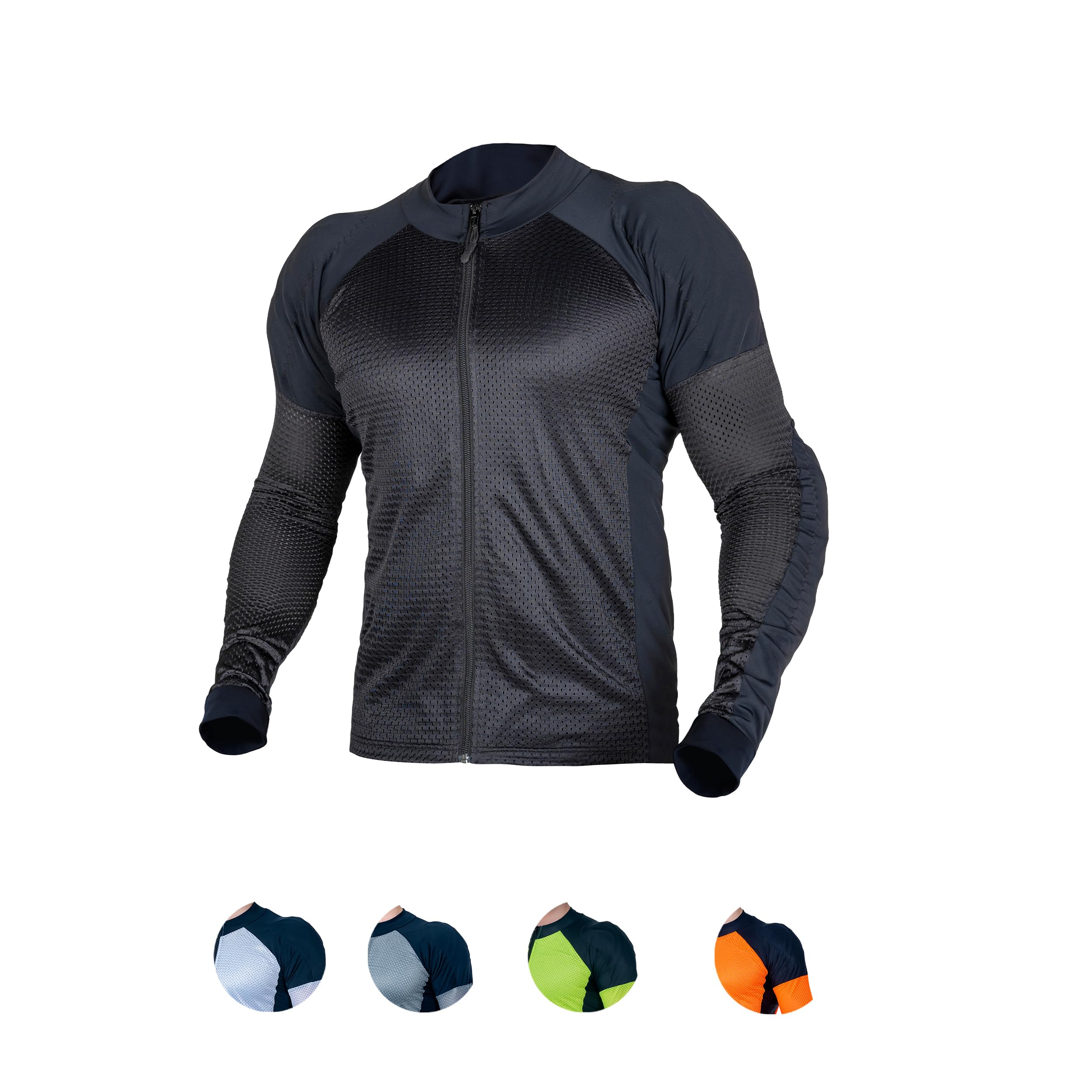 WICKED STOCK mesh armored shirt, front view, breathable protection for hot-weather riding.