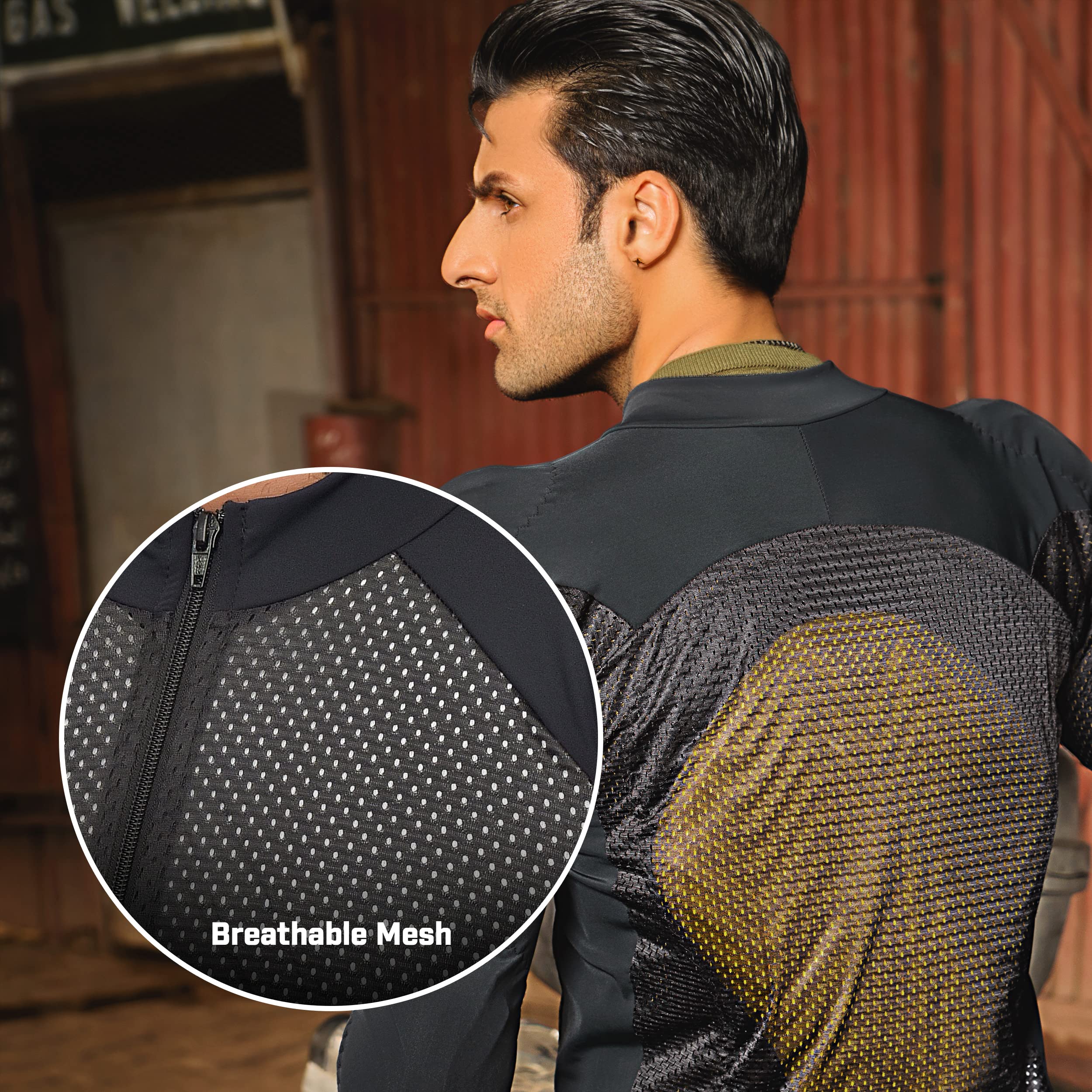 WICKED STOCK mesh armored shirt, side view, flexible, lightweight protection on the move.