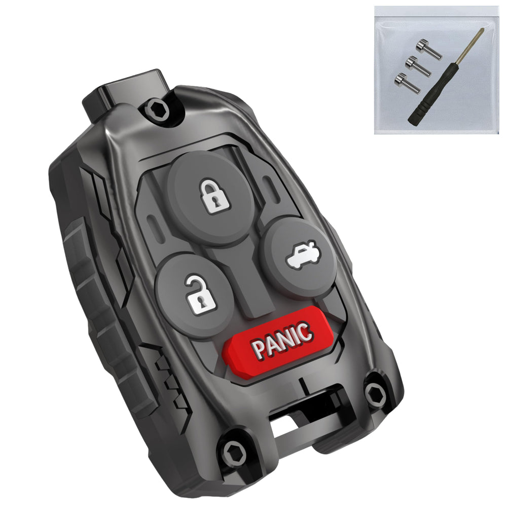 WiCuaSix heavy zinc alloy key fob shell close-up in black, premium durability.
