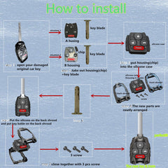 WiCuaSix Honda key shell back view showing secure fit and seamless integration.