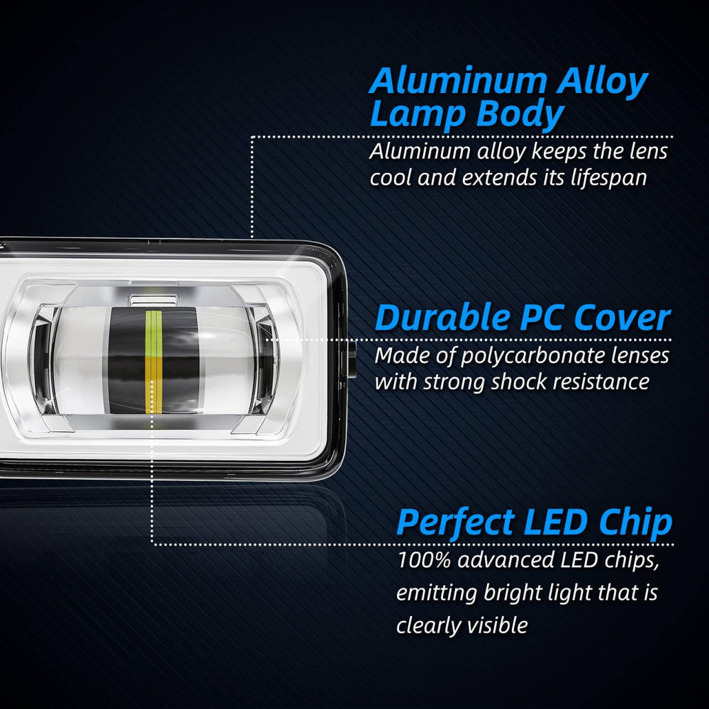 Wideep two-tone white-amber fog light assembly delivers a distinct beam pattern.