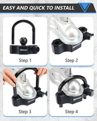 Widesco 11-position ratchet adjustment for quick, tool-free securing.