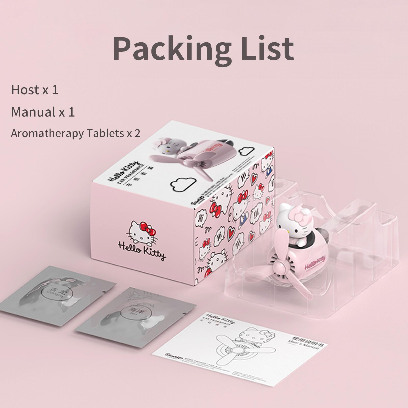 WIEEZN car air freshener package includes host and two fragrance tablets.