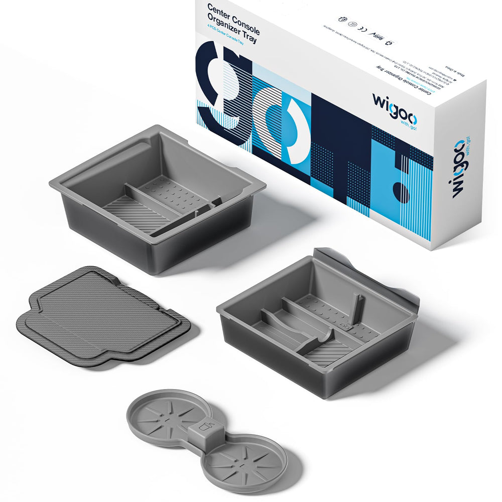 Wigoo center-console organizer for Tesla Model Y Juniper gray, precise fit and tidy storage