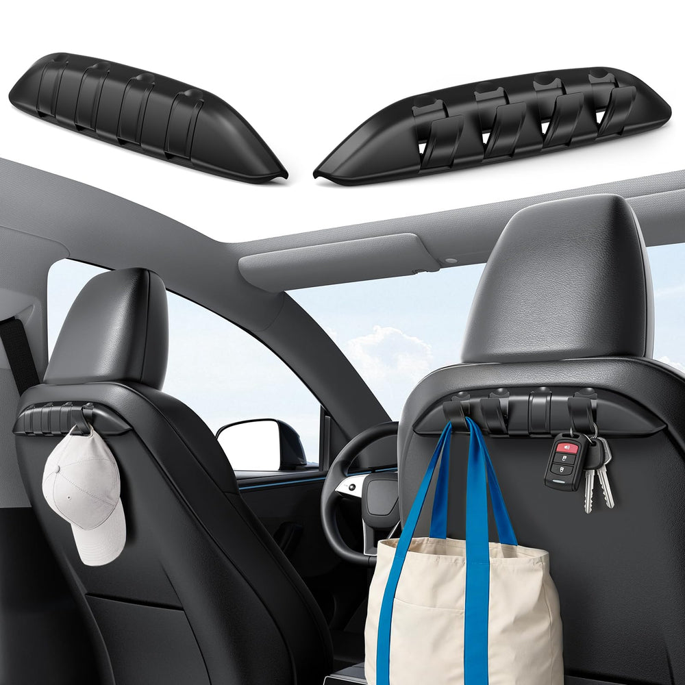 Wigoo foldable hooks for Tesla Model 3/Model Y offer secure, clutter-free cabin storage.