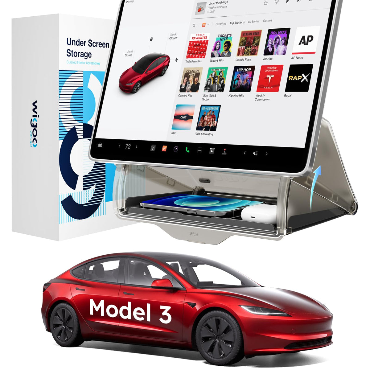 Wigoo hidden-design under-screen organizer enhances cabin neatness and accessibility.
