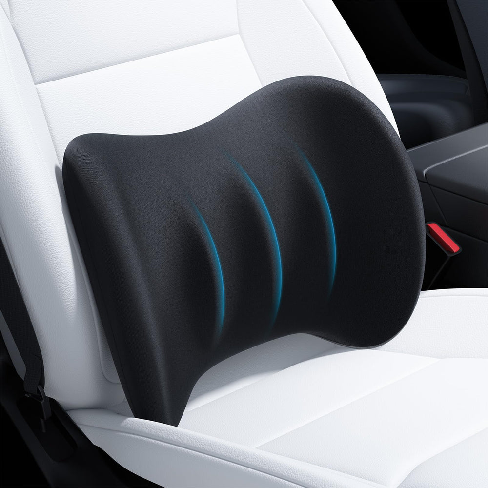Wigoo lumbar pillow shows ergonomic triple-contour design for posture support.