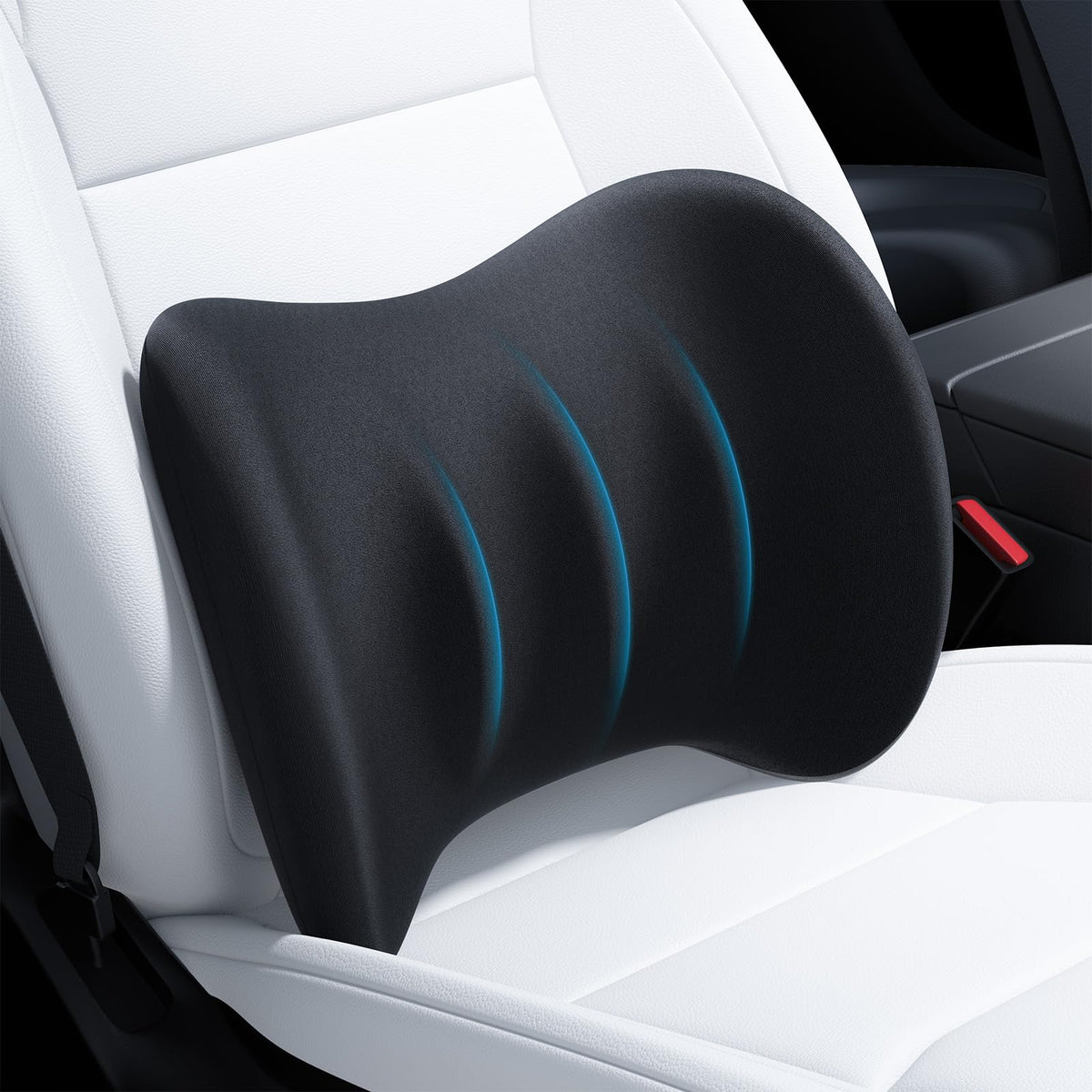 Wigoo lumbar pillow shows ergonomic triple-contour design for posture support.
