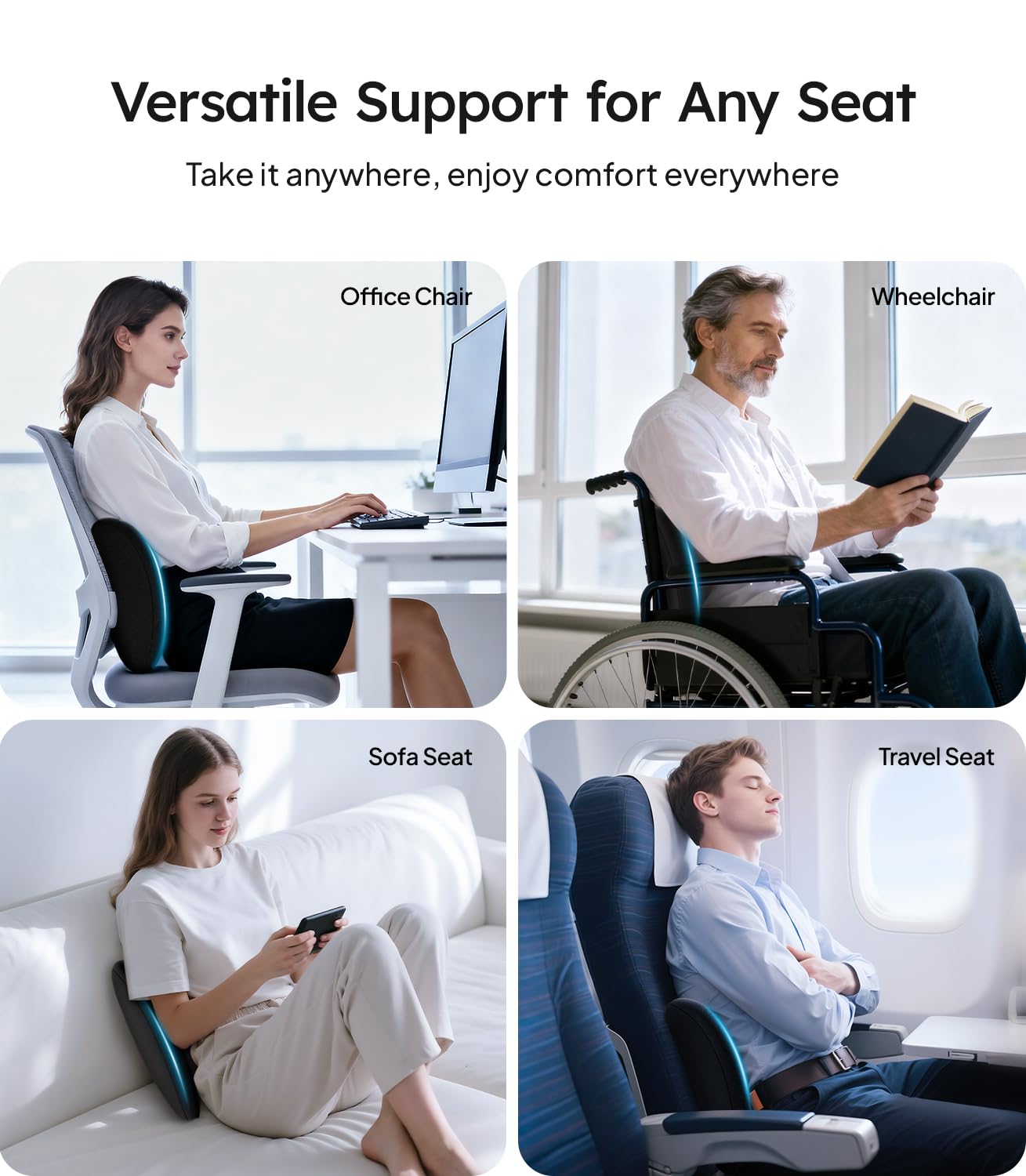 Wigoo lumbar pillow in car seat use for long drives.