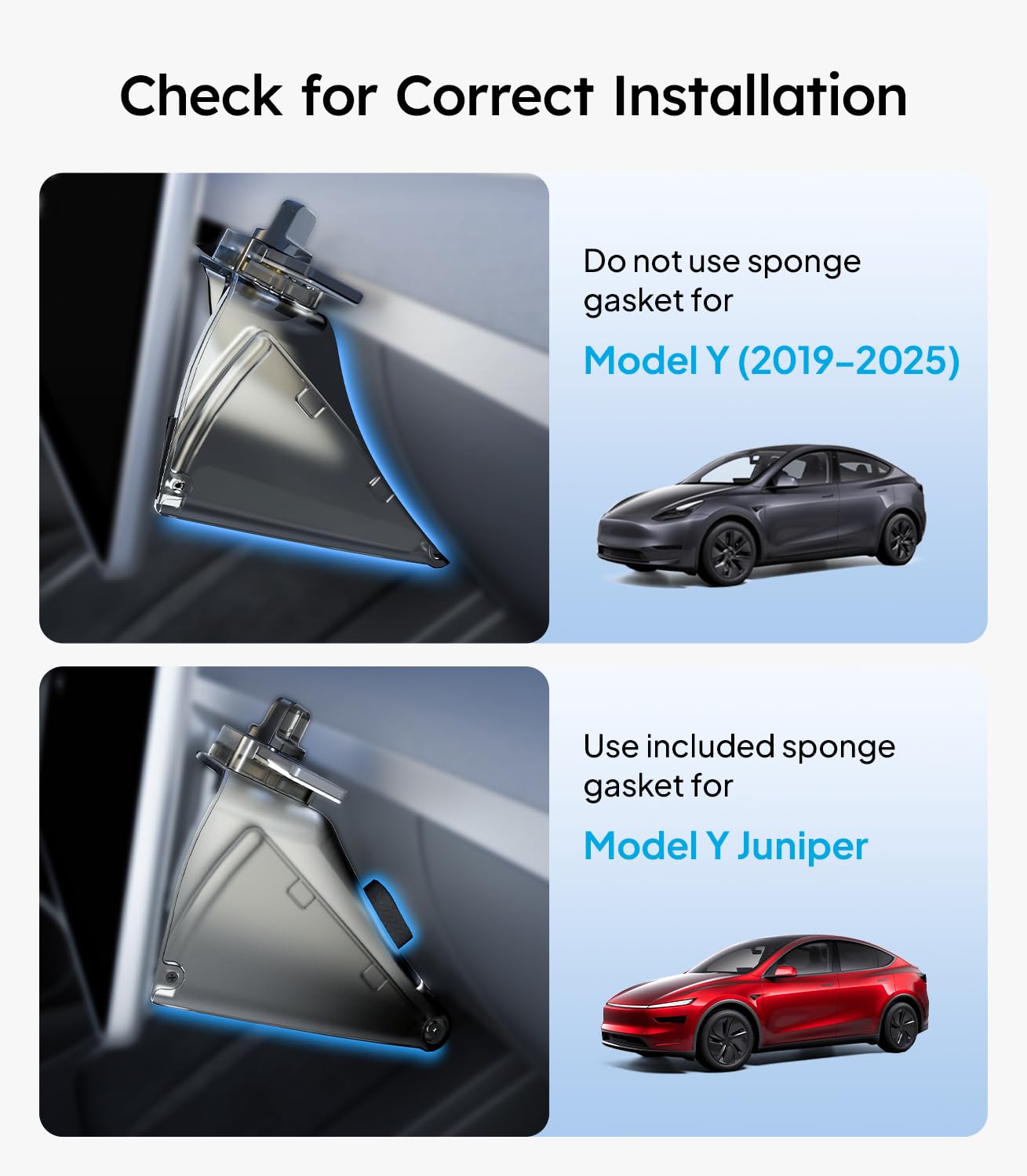 Wigoo Model Y Juniper gasket compatibility with sponge included