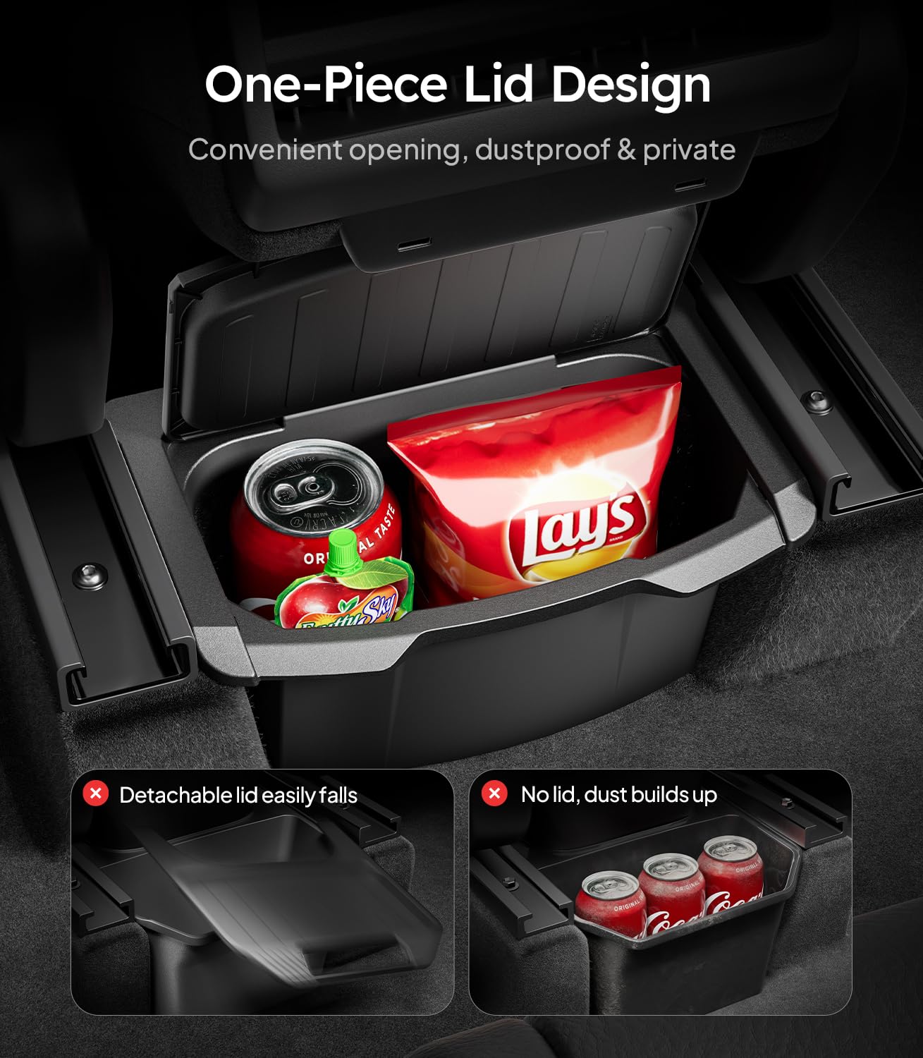 Wigoo dual-function tray serves as trash can and tissue holder in back seat.