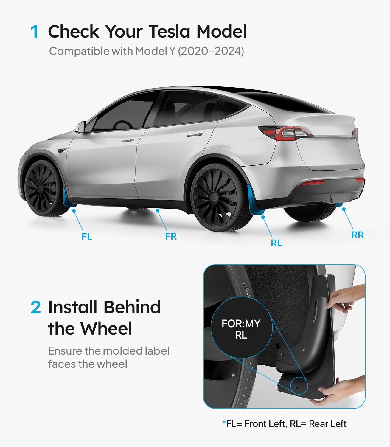 Wigoo Model Y mud flaps all season protection keeps paint cleaner between washes
