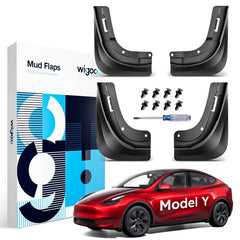 Wigoo Model Y mud flaps front left fit with precise OEM alignment for a clean finish