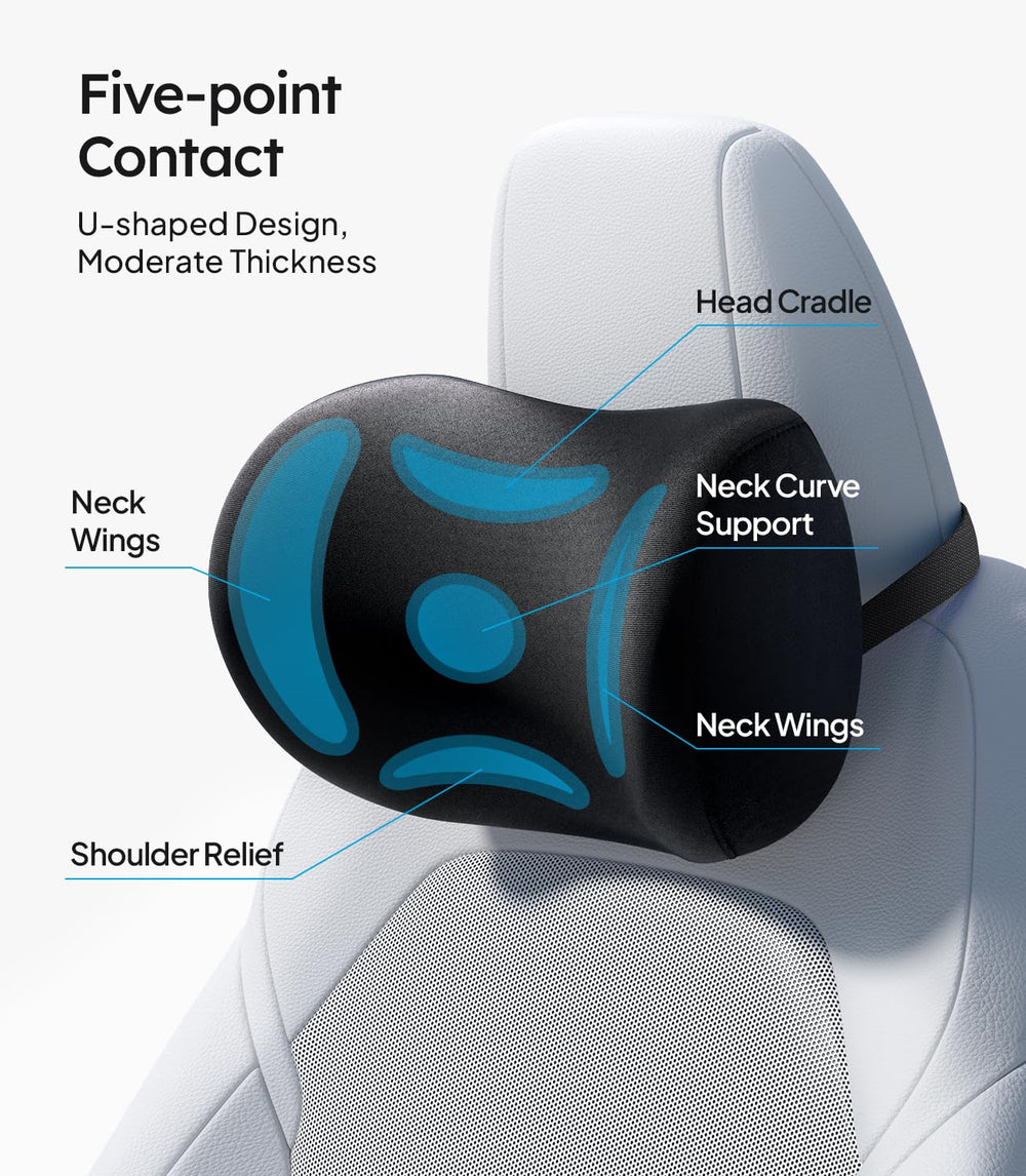 Wigoo set includes neck and lumbar pillows with adjustable strap for flexible seating.