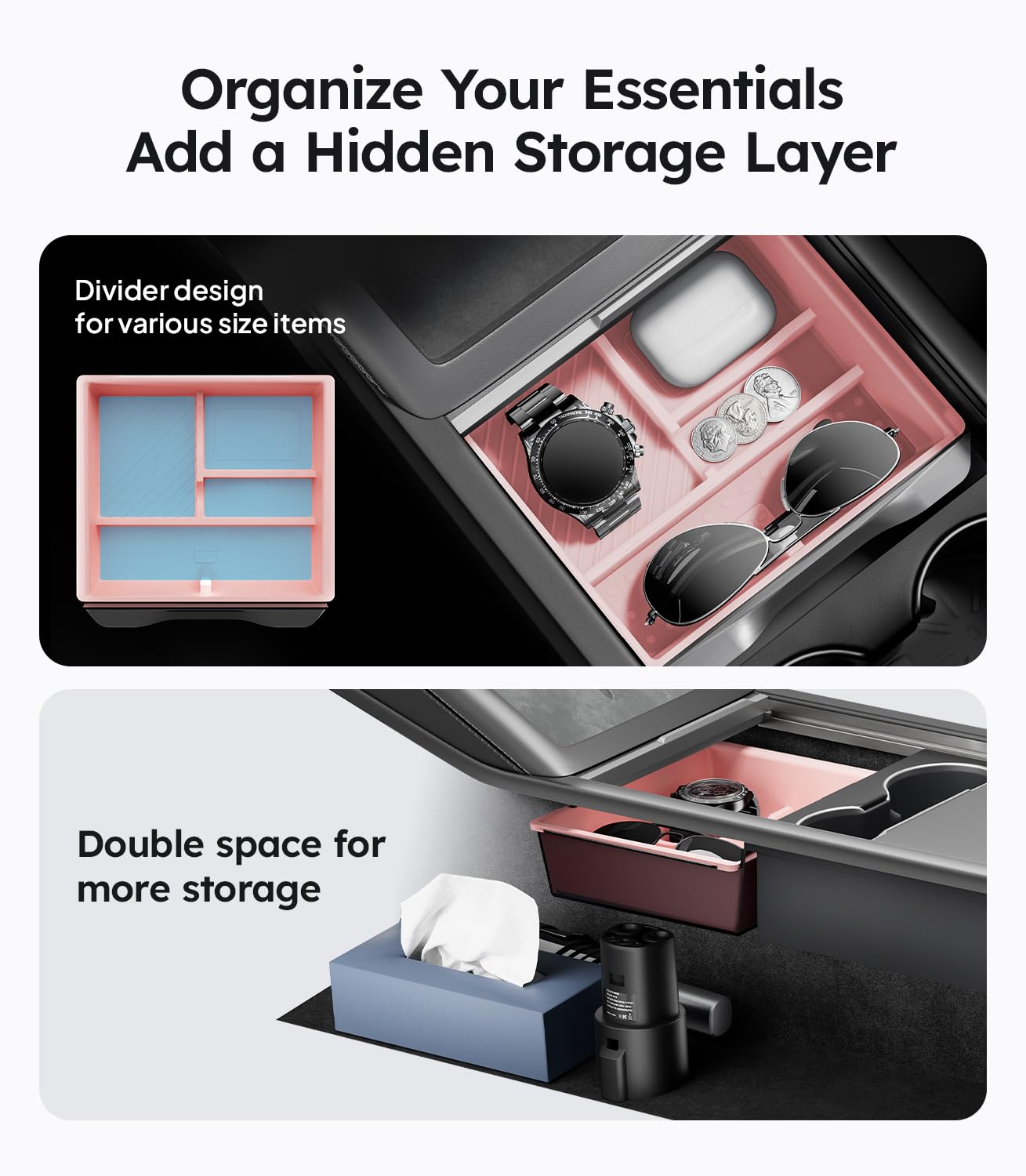 Wigoo silicone-lined center console pink cushions items and reduces noise