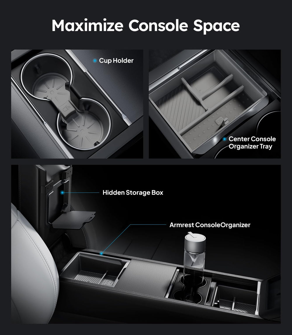 Wigoo silicone-lined console tray reduces noise and cushions items during drive