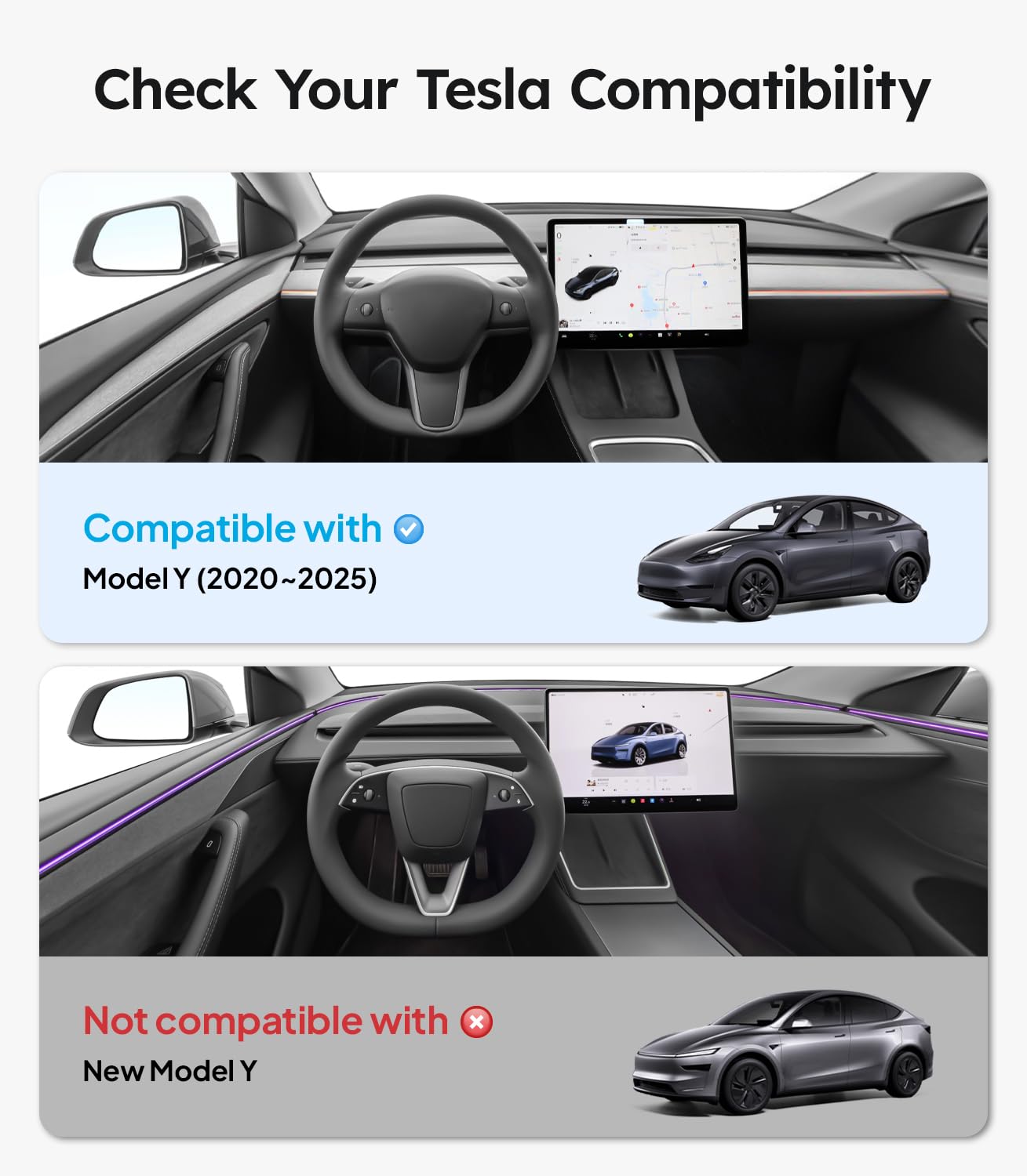 Wigoo snap-in installation provides stable fit on uneven roads for Model Y.