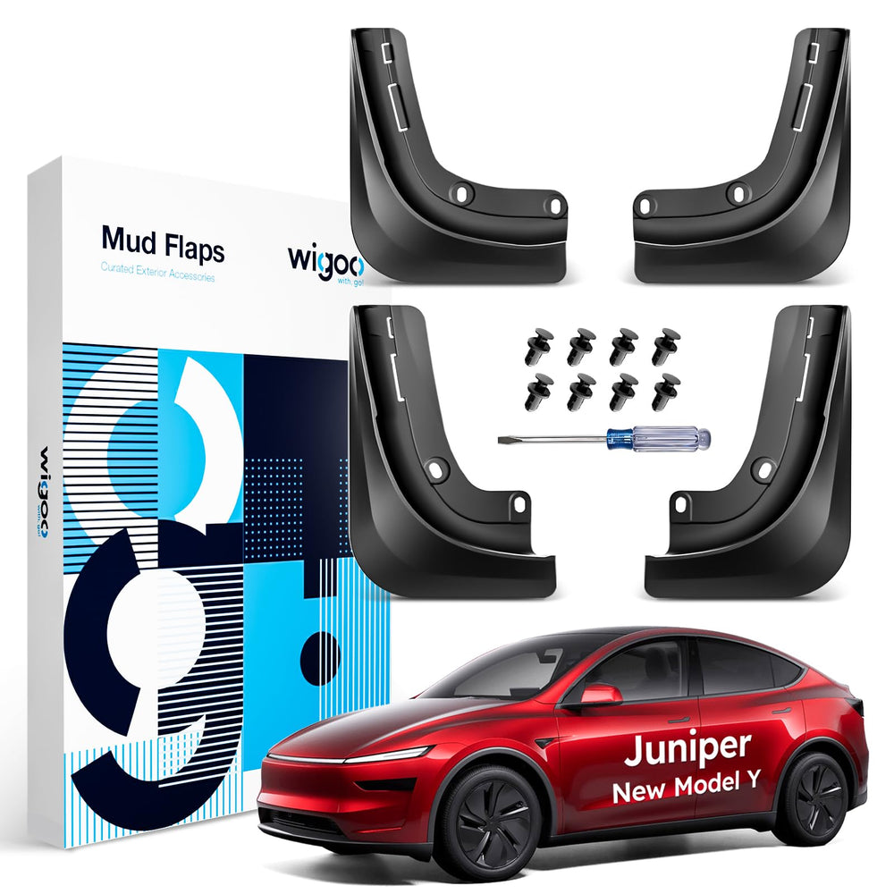Wigoo mud flaps for Tesla Model Y Juniper — no-drill installation for factory look.
