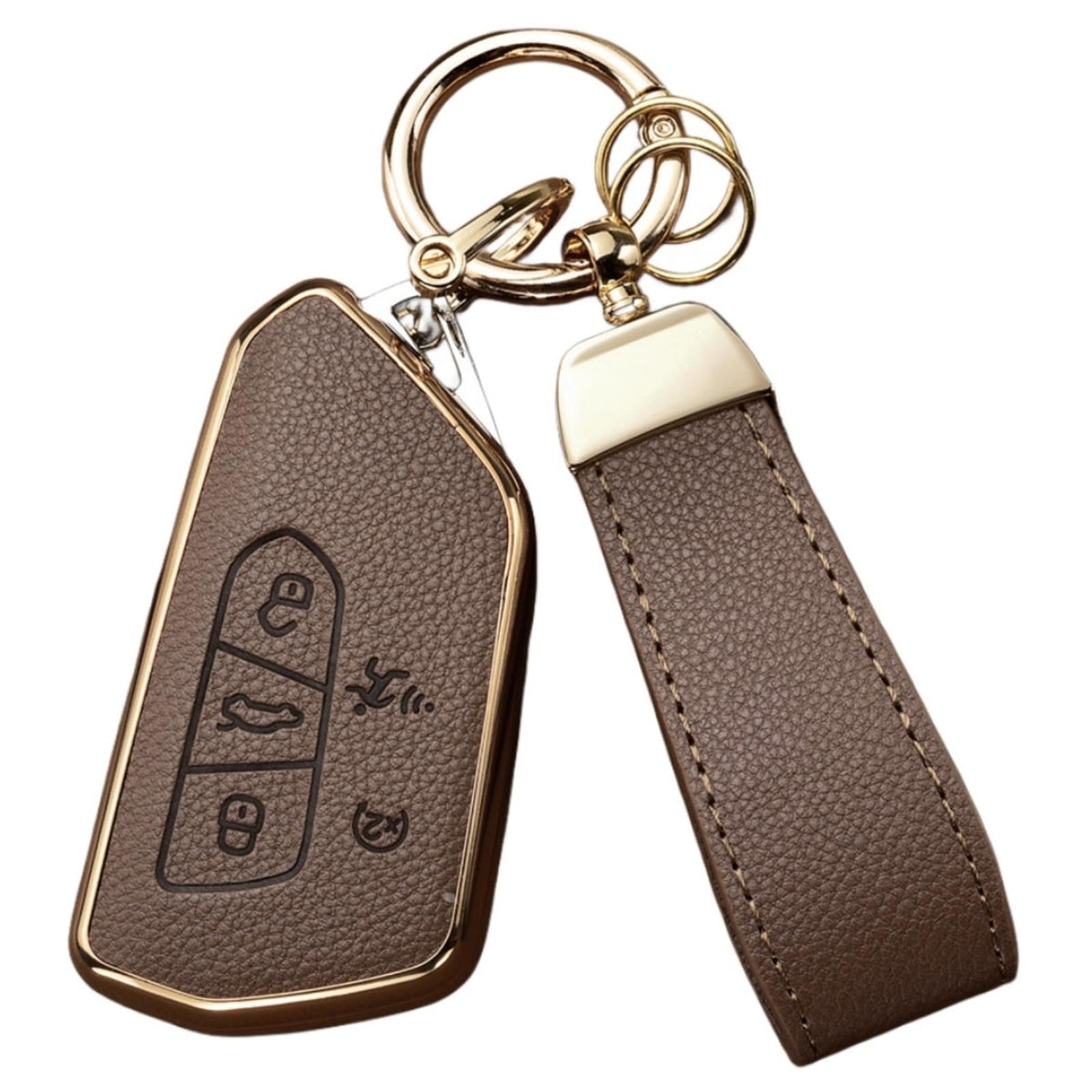 WiiLemz VW ID.4 key fob cover in brown enhances grip and protects against scratches