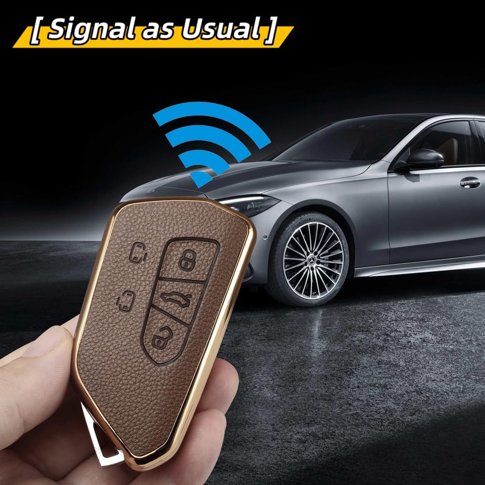 WiiLemz VW Tiguan key fob cover in brown shields against drops and scuffs