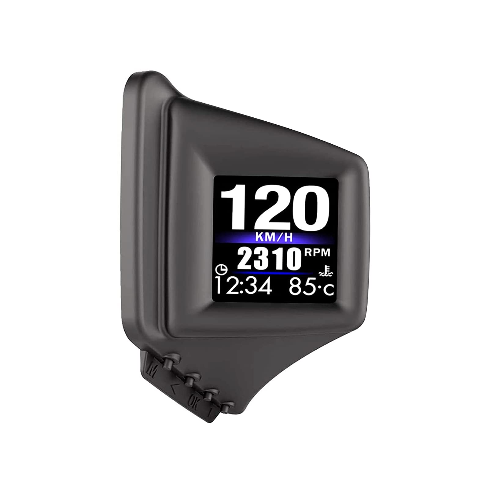 wiiyii Head Up Display P8 mounted on the A-pillar for distraction-free viewing