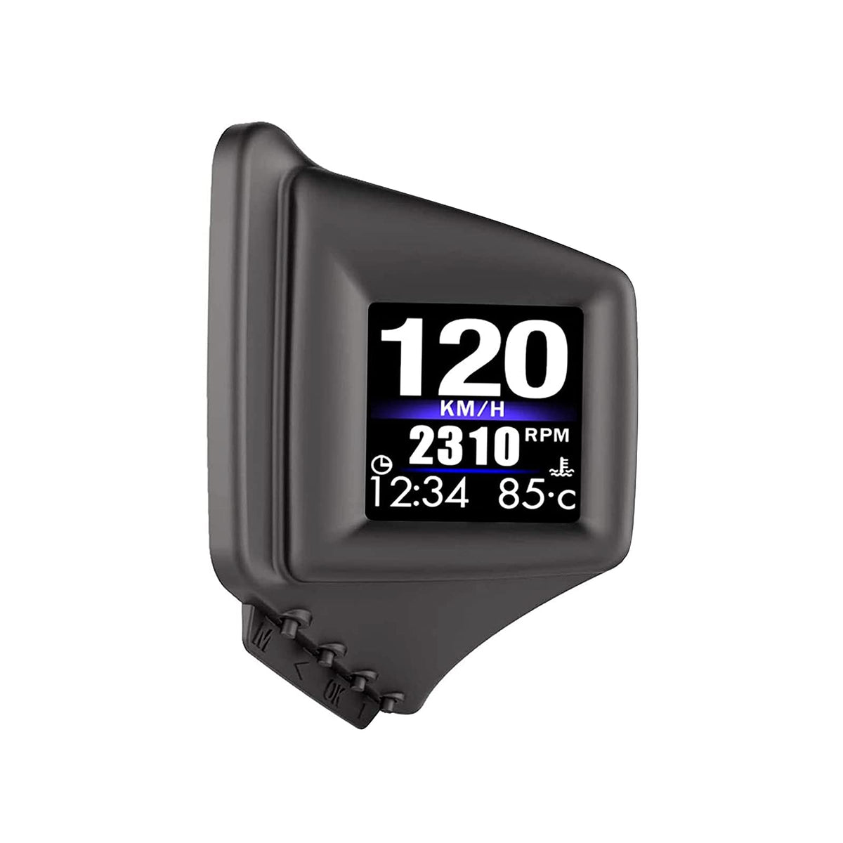 wiiyii Head Up Display P8 mounted on the A-pillar for distraction-free viewing