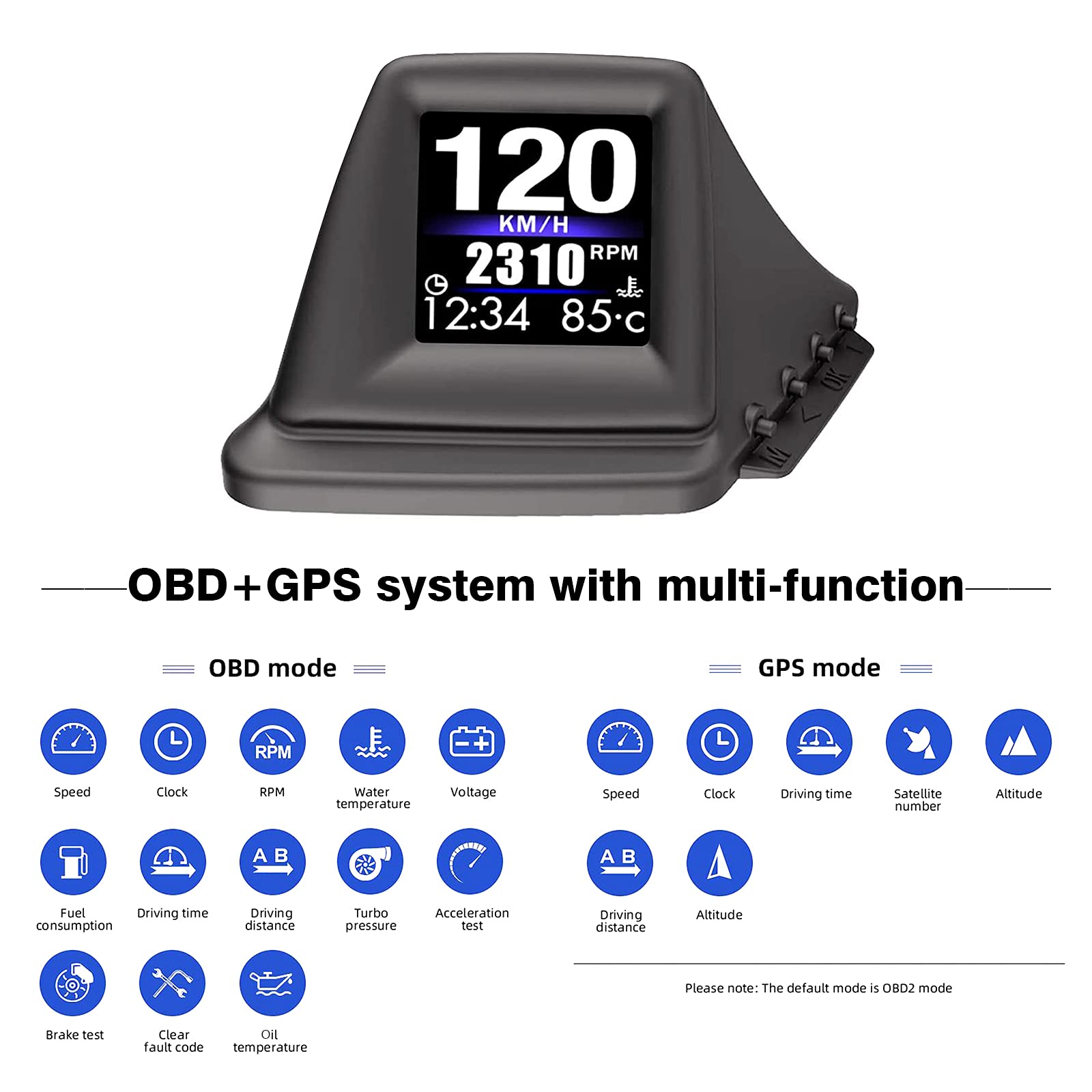 wiiyii P8 dual OBD and GPS shows speed and RPM in real time