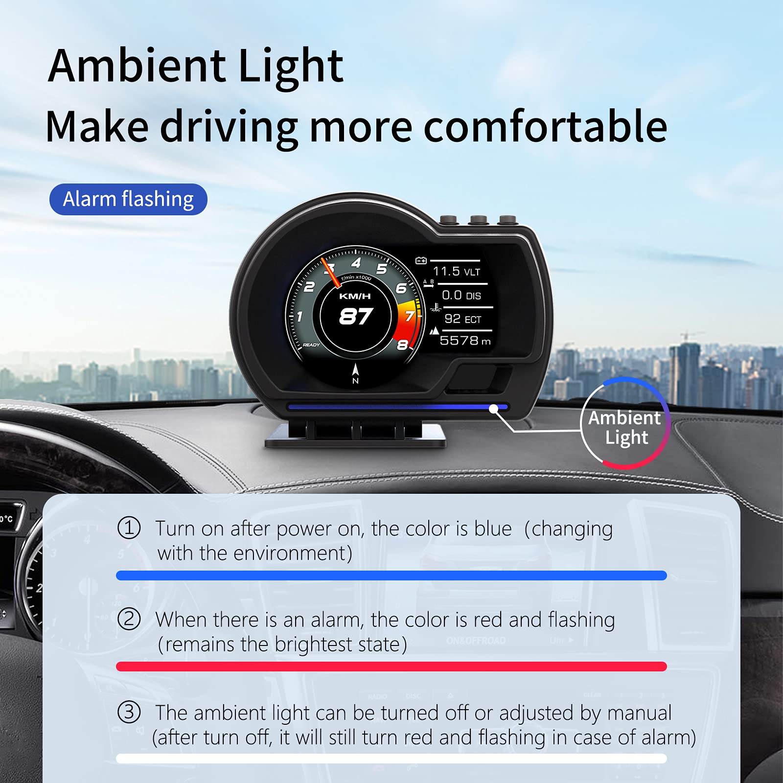 wiiyii OBD2 Gauge Display P6 water temperature monitoring on screen
