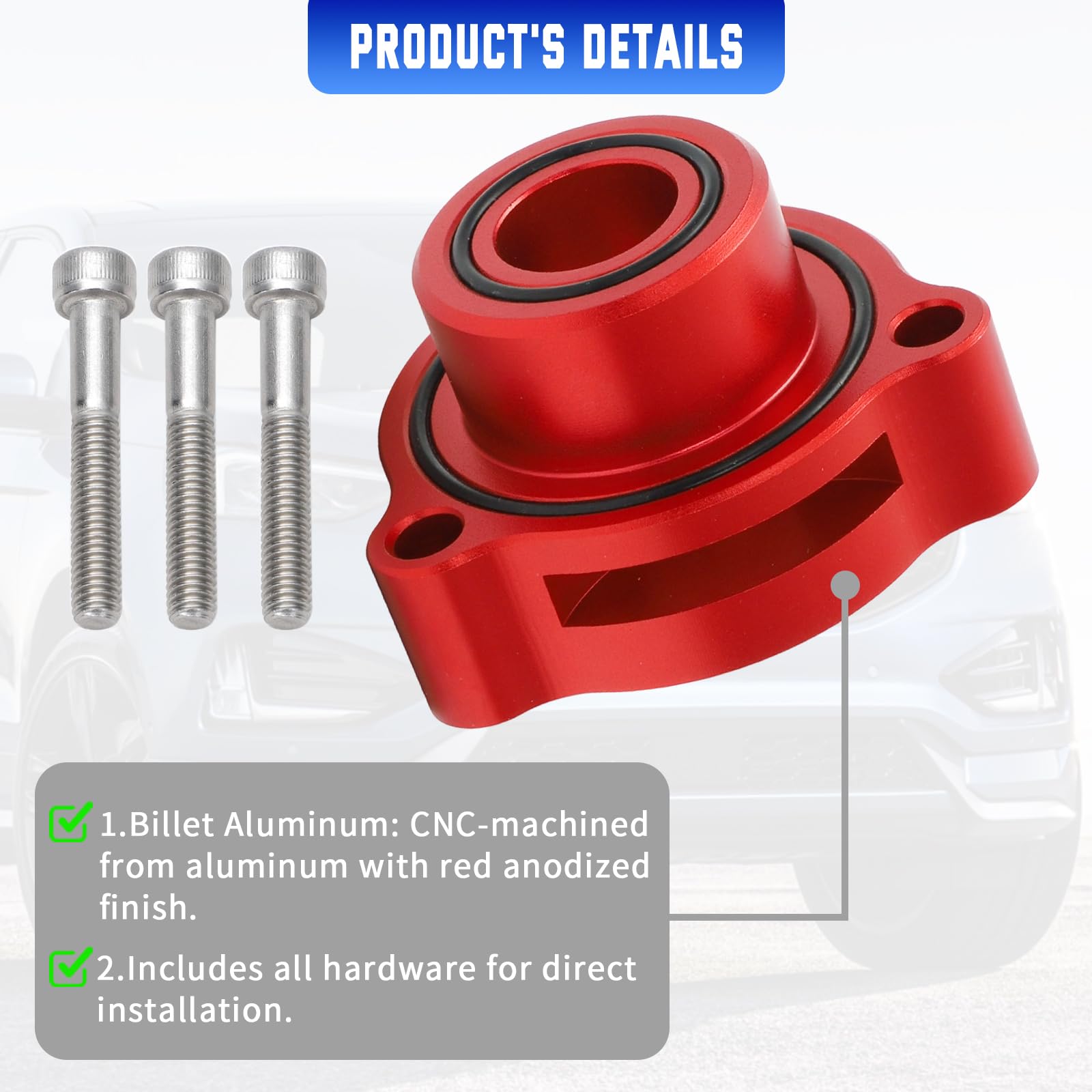 Black anodized finish detail on the WIKIBB BOV adapter for corrosion resistance.