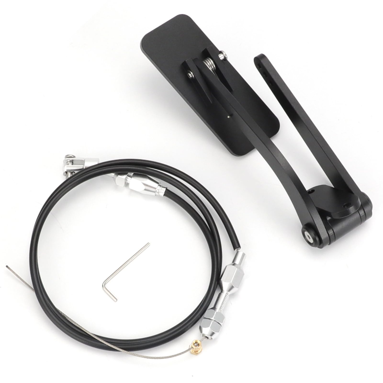 WIKIBB universal black aluminum gas pedal with braided throttle cable for versatile mounting.