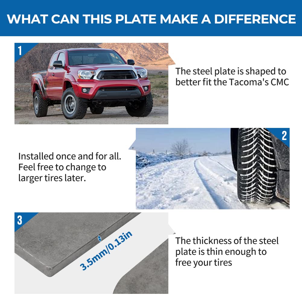 WIKIBB Weld-on CMC plates with precise dimensions for Tacoma compatibility.