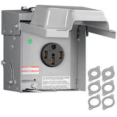 WILAWELS 50A RV outlet box front view showing rugged weatherproof shell