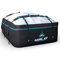 Wild Xplorer rooftop cargo carrier closed view showing weatherproof shell for road trips