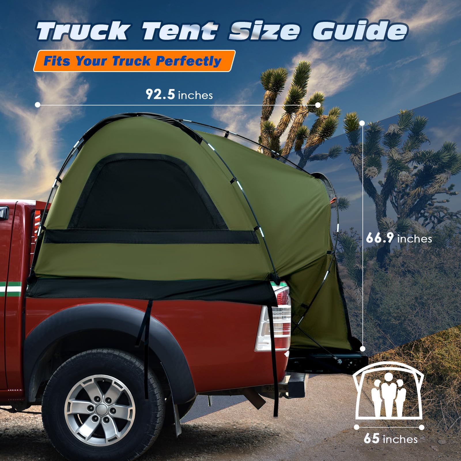 WildFinder truck bed tent fits 5.5-6 ft beds like F-150 and Silverado
