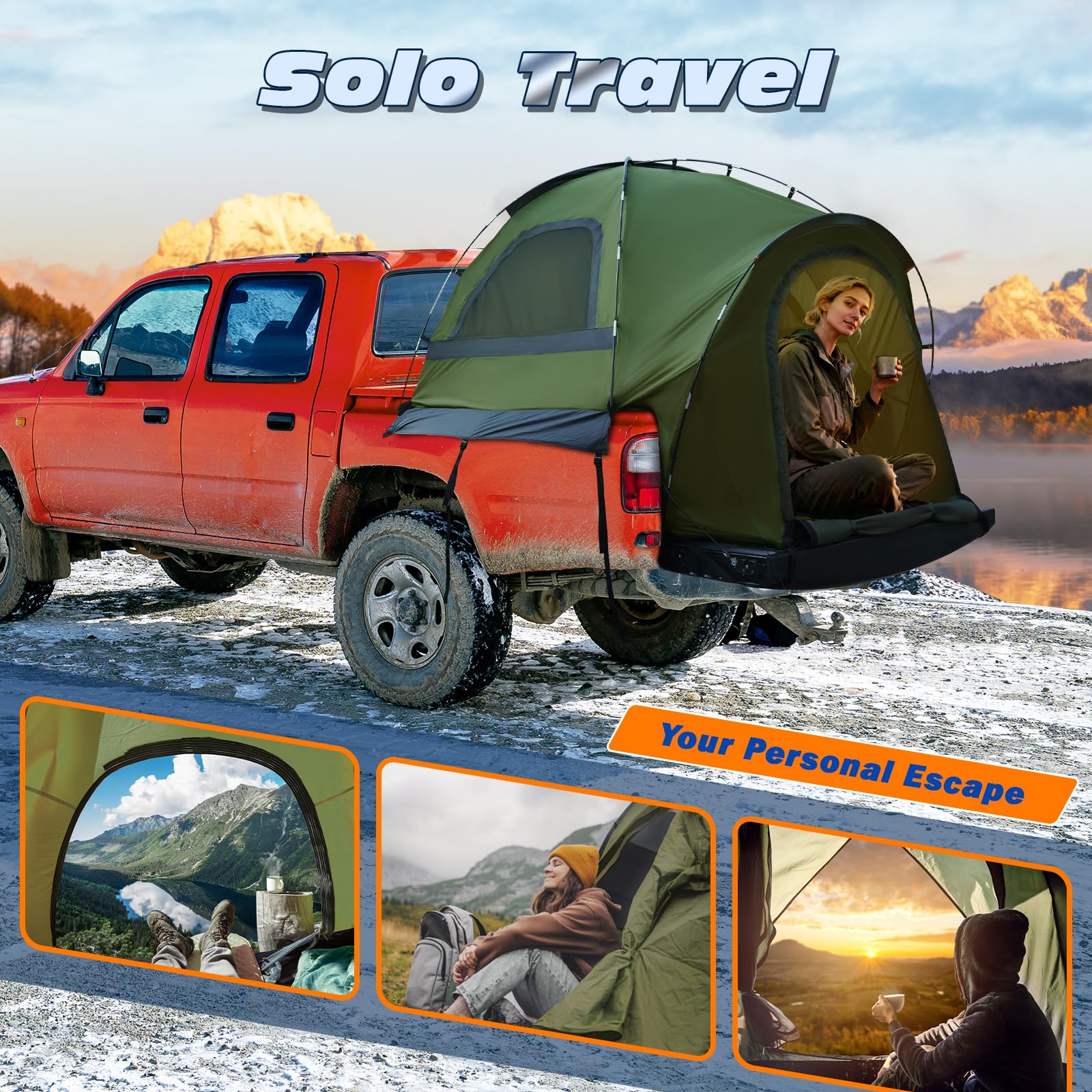 WildFinder truck bed tent spacious interior fits two campers comfortably