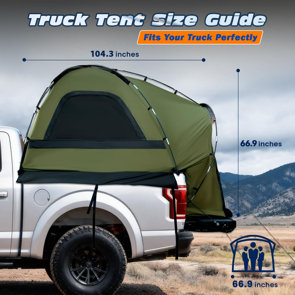 WildFinder truck bed tent supports two sleepers with ample headroom