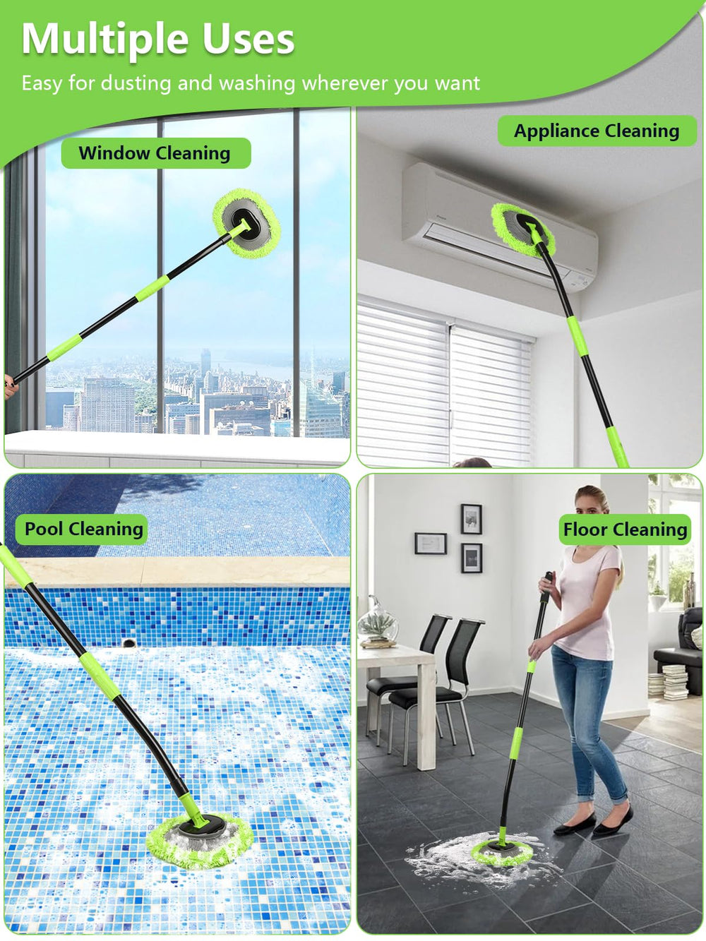 WillingHeart long handle car wash brush enables comfortable cleaning from ground to high areas.
