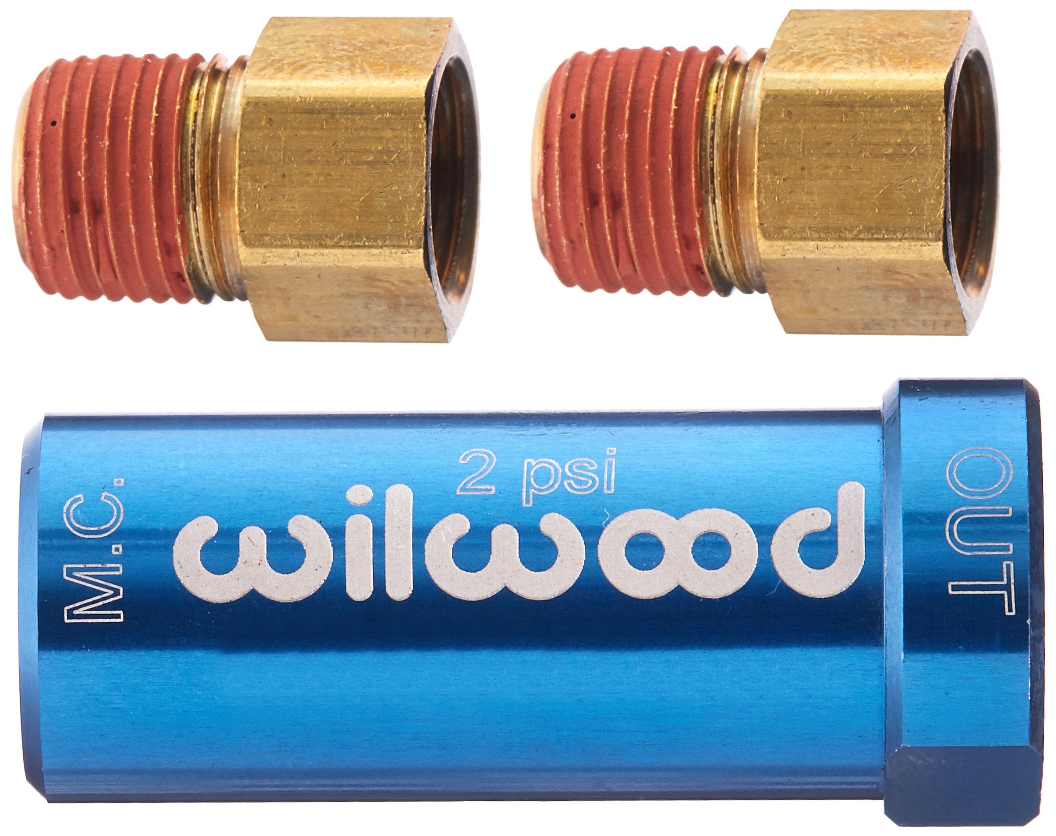 Blue anodized aluminum Wilwood valve for disc brake systems