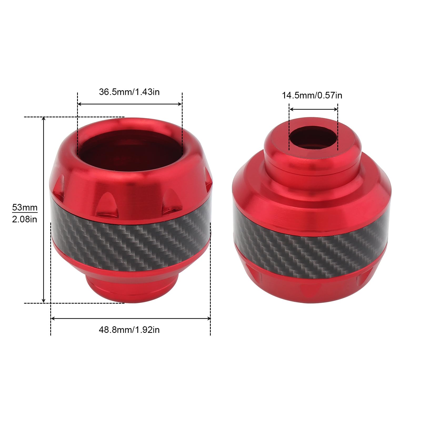 Windance front fork slider closeup red highlights the CNC aluminum finish and build quality